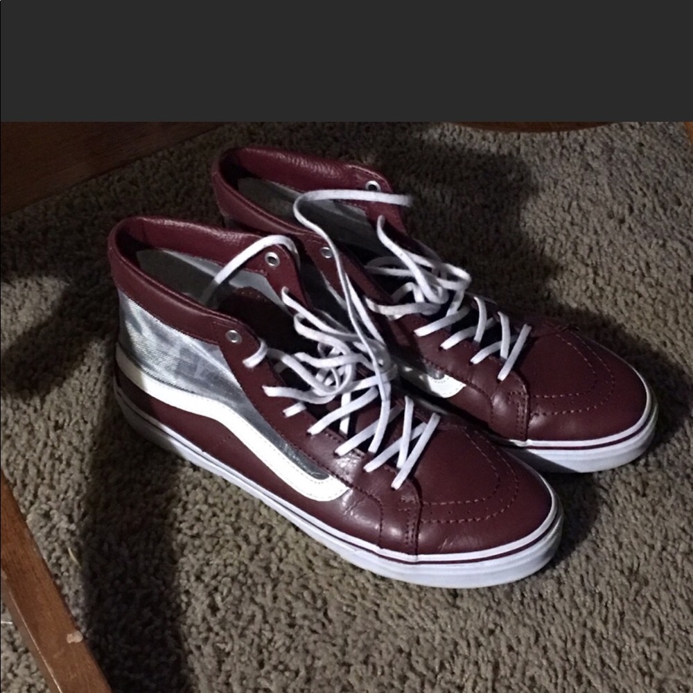 Maroon mesh/leather vans